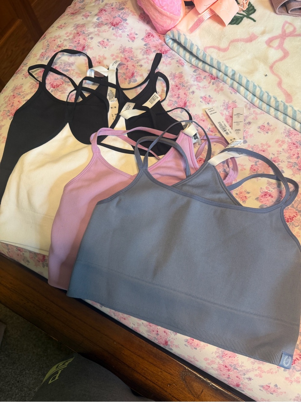 Victoria secret pink Ribbed Bralette - Black, White, Lavender, Dusty Blue